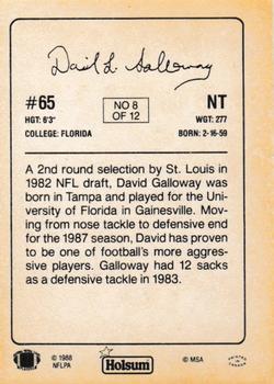 1988 Holsum Phoenix Cardinals #8 David Galloway Back