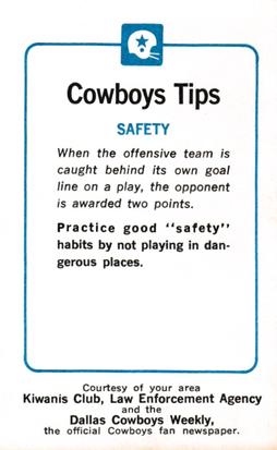 1981 Dallas Cowboys Police #NNO Guy Brown Back