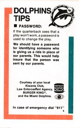 1983 Miami Dolphins Police #5 David Woodley Back