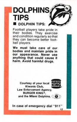 1983 Miami Dolphins Police #12 A.J. Duhe Back
