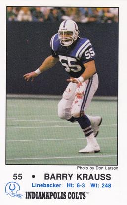 1988 Indianapolis Colts Police #2 Barry Krauss Front