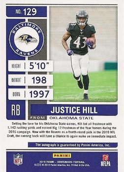 2019 Panini Playoff - Contenders Rookie Ticket Preview Blue #129 Justice Hill Back