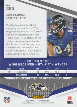 2019 Panini Playoff - Rookies Autographs Touchdown #300 Antoine Wesley Back