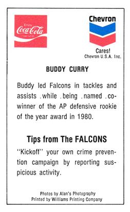 1981 Atlanta Falcons Police #NNO Buddy Curry Back