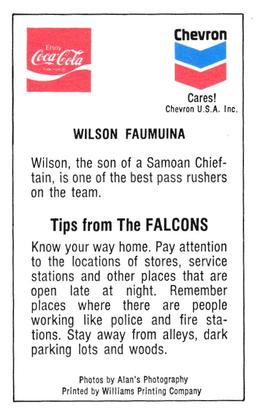 1981 Atlanta Falcons Police #NNO Wilson Faumuina Back