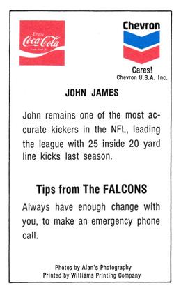 1981 Atlanta Falcons Police #NNO John James Back