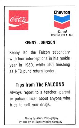 1981 Atlanta Falcons Police #NNO Kenny Johnson Back