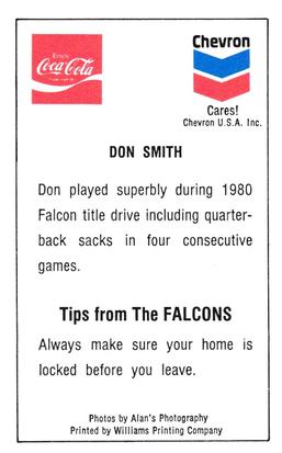 1981 Atlanta Falcons Police #NNO Don Smith Back