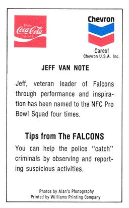 1981 Atlanta Falcons Police #NNO Jeff Van Note Back