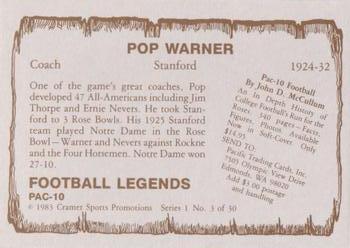 1983-84 Cramer Pac-10 Football Legends #3 Pop Warner Back