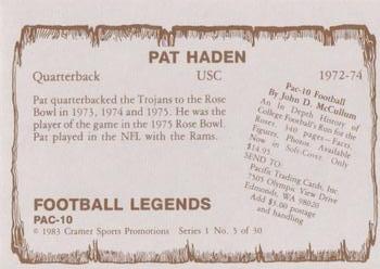 1983-84 Cramer Pac-10 Football Legends #5 Pat Haden Back