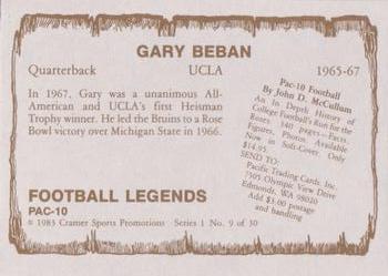 1983-84 Cramer Pac-10 Football Legends #9 Gary Beban Back