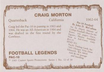 1983-84 Cramer Pac-10 Football Legends #12 Craig Morton Back