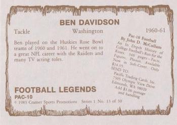 1983-84 Cramer Pac-10 Football Legends #13 Ben Davidson Back