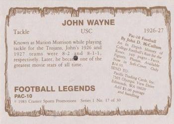 1983-84 Cramer Pac-10 Football Legends #17 John Wayne Back