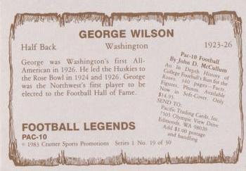 1983-84 Cramer Pac-10 Football Legends #19 George Wilson Back