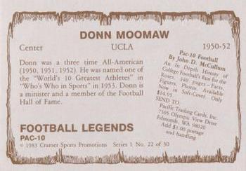 1983-84 Cramer Pac-10 Football Legends #22 Donn Moomaw Back