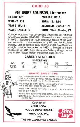 1984 Philadelphia Eagles Police #3 Jerry Robinson Back