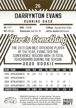 2020 SAGE HIT #26 Darrynton Evans Back