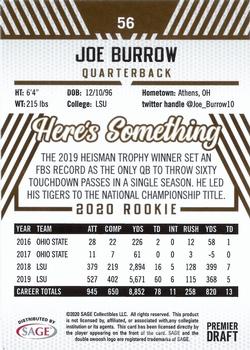 2020 SAGE HIT #56 Joe Burrow Back