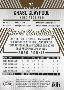 2020 SAGE HIT #72 Chase Claypool Back