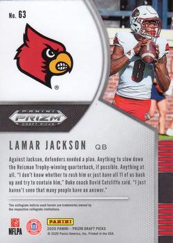 2020 Panini Prizm Draft Picks #63 Lamar Jackson Back