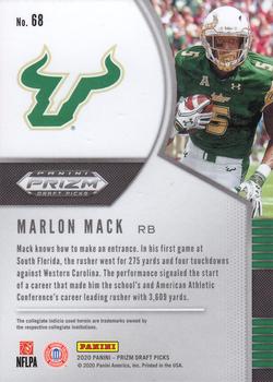 2020 Panini Prizm Draft Picks #68 Marlon Mack Back