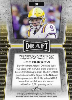 2020 Leaf Draft #01 Joe Burrow Back