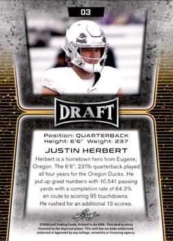 2020 Leaf Draft #03 Justin Herbert Back