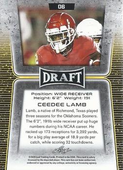 2020 Leaf Draft #06 CeeDee Lamb Back