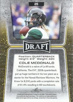 2020 Leaf Draft #25 Cole McDonald Back