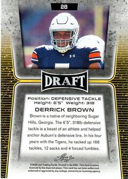 2020 Leaf Draft #28 Derrick Brown Back