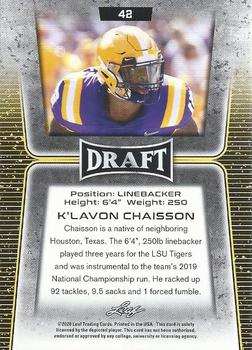 2020 Leaf Draft #42 K'Lavon Chaisson Back