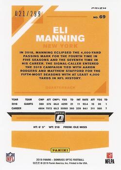 2019 Donruss Optic - Aqua #69 Eli Manning Back