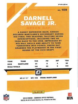 2019 Donruss Optic - Bronze #109 Darnell Savage Jr. Back