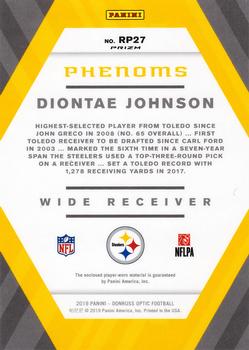 2019 Donruss Optic - Rookie Phenoms Red and Yellow #RP27 Diontae Johnson Back