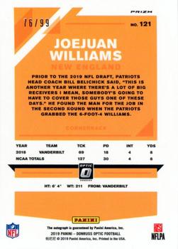 2019 Donruss Optic - Rookies Autographs Holo #121 Joejuan Williams Back