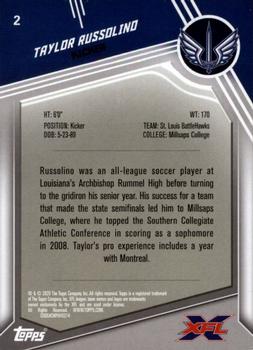 2020 Topps XFL #2 Taylor Russolino Back