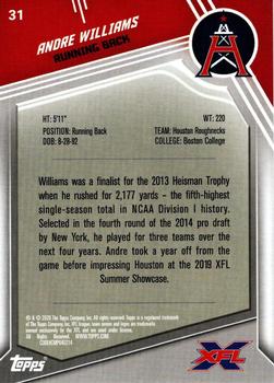 2020 Topps XFL #31 Andre Williams Back