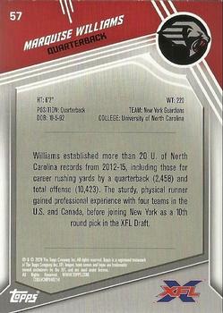 2020 Topps XFL #57 Marquise Williams Back