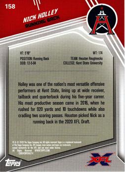 2020 Topps XFL #158 Nick Holley Back