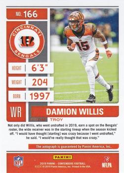 2019 Panini Contenders - Cracked Ice Ticket #166 Damion Willis Back