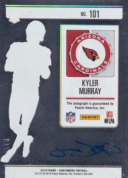 2019 Panini Contenders - Rookie Clear Ticket RPS #101 Kyler Murray Back