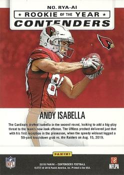 2019 Panini Contenders - Rookie of the Year Contenders #RYA-AI Andy Isabella Back