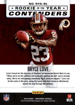 2019 Panini Contenders - Rookie of the Year Contenders #RYA-BL Bryce Love Back
