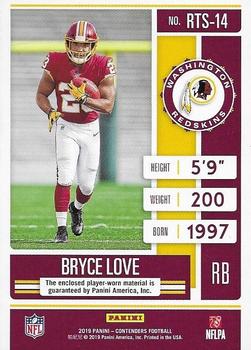 2019 Panini Contenders - Rookie Ticket Swatches #RTS-14 Bryce Love Back