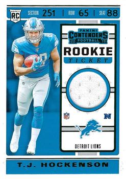 2019 Panini Contenders - Rookie Ticket Swatches #RTS-19 T.J. Hockenson Front