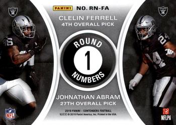 2019 Panini Contenders - Round Numbers #RN-FA Johnathan Abram / Clelin Ferrell Back