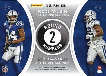 2019 Panini Contenders - Round Numbers #RN-SB Ben Banogu / Rock Ya-Sin Back