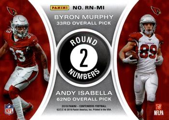 2019 Panini Contenders - Round Numbers #RN-MI Andy Isabella / Byron Murphy Back
